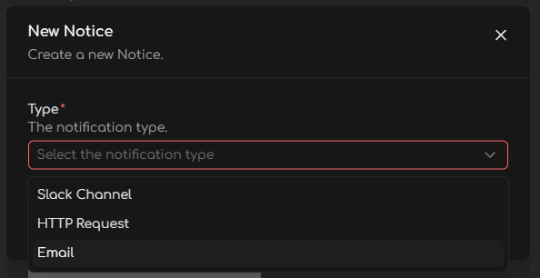 The different notification type available.