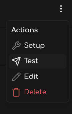 Clicking test on the webhook Connection.
